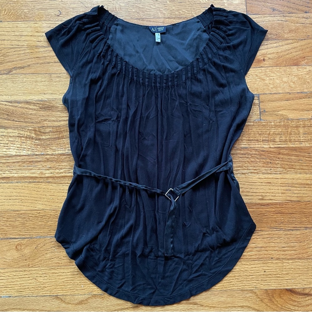 Armani Jeans Pleated Cap Sleeve Blouse